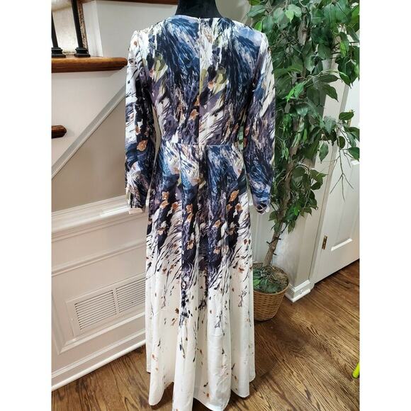 Ann Ahhariri Women Multicolor Polyester Round Neck Long Sleeve Maxi Dress Size 8 - Picture 8 of 11